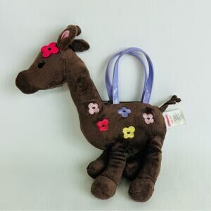 Gymboree Glamour Girl Kid Safari Brown Lavender Flowers Giraffe Plush Purse Bag
